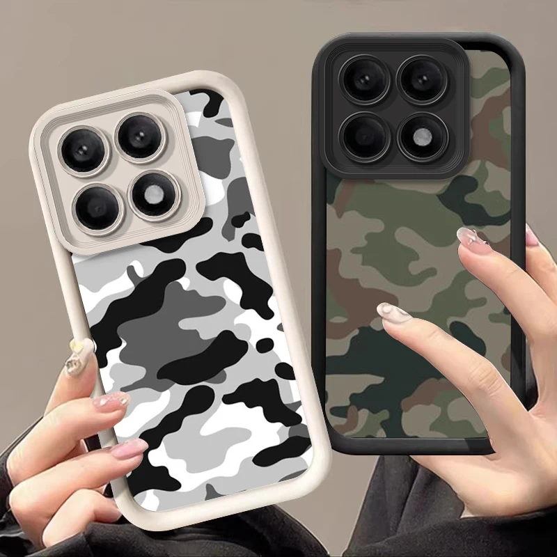 Camouflage color For Xiaomi 13T 14T Pro Redmi Note 13 9 10 12 14C K70E 9S Poco F5 5G X5 X6 C65 M6 Lite Soft Silicone Phone Case