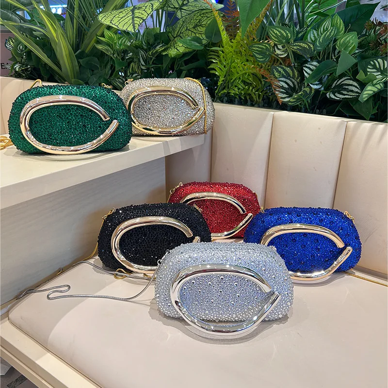 

Personalized Sequin Evening Bag2025New European and American Fashion Metal Wrist Bag Women Chain Crossbody Box Bag Trendy