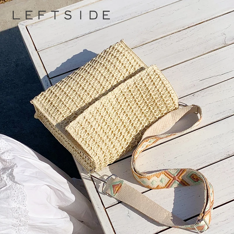 

LEFTSIDE Weave Small Straw Flap Shoulder Bags for Women 2025 Summer Crossbody Bag Females Beach Bags Lady Handbags and Purses