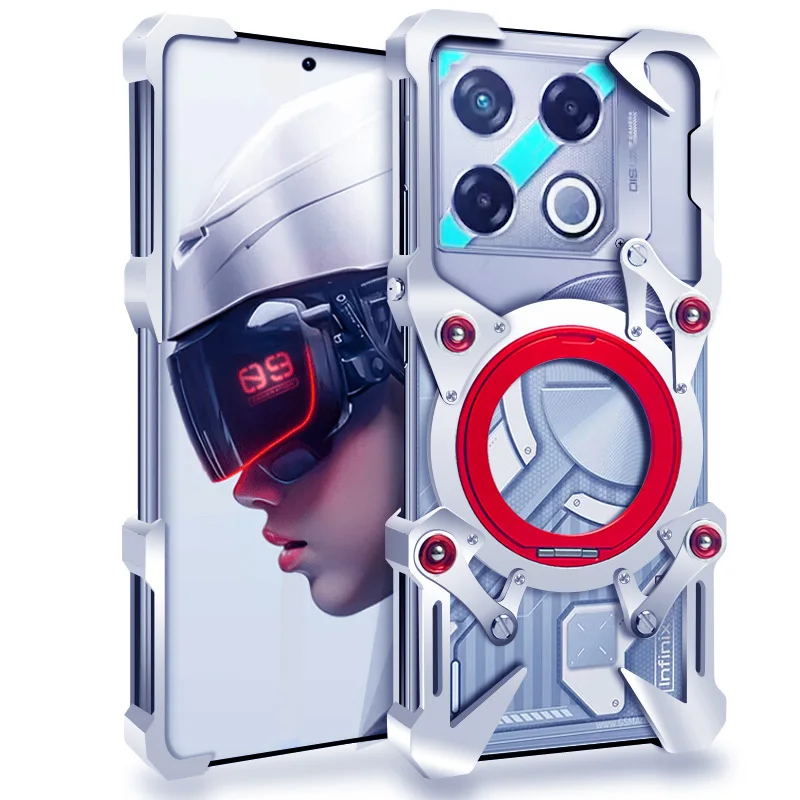 حافظة مغناطيسية من معدن الألومنيوم بدون إطار تدور 360 درجة لهاتف انفينيكس نوت 50 برو 4G، GT 20 Pro، GT 10 Pro