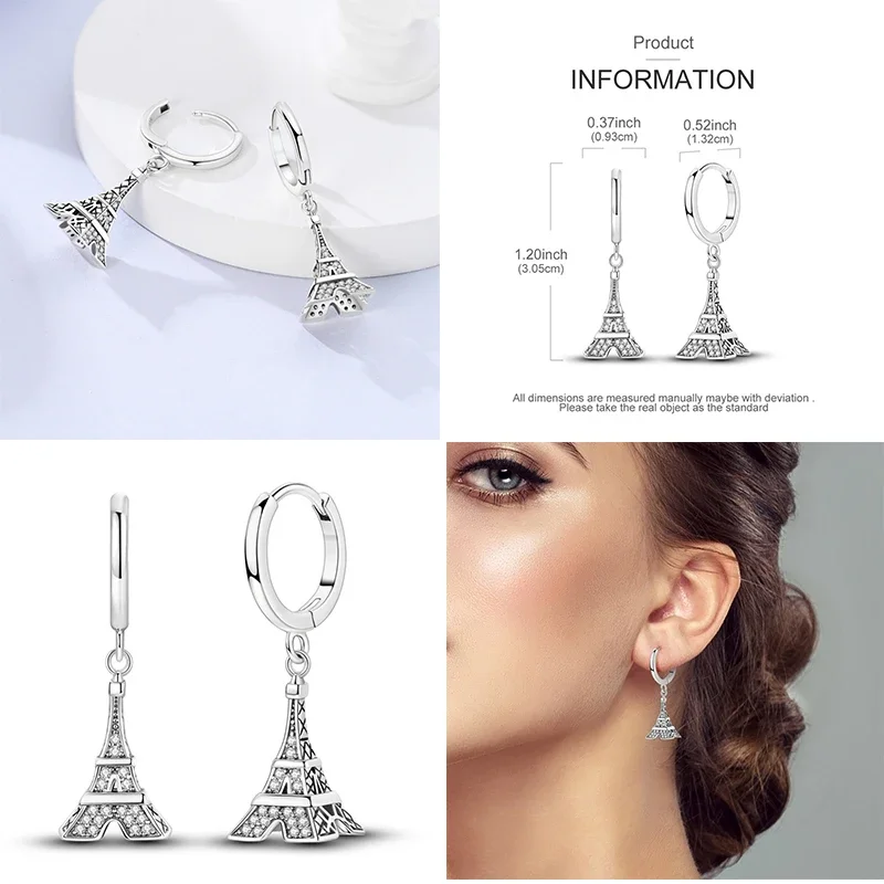 925 Sterling Silver Cat Star Picking Four Leaf Clover Earrings Fit Original Charms Hoop for Women Earring Fine Jewelry Gifts