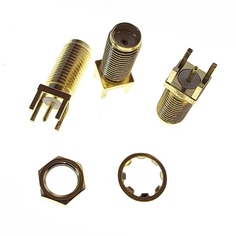 SMA-KE Socket SMA 5Pin 16.5mm/18.5/20.5/22.5/26.5mm Female Jack Adapter Solder Edge PCB Straight Mount RF Copper Connector Plug