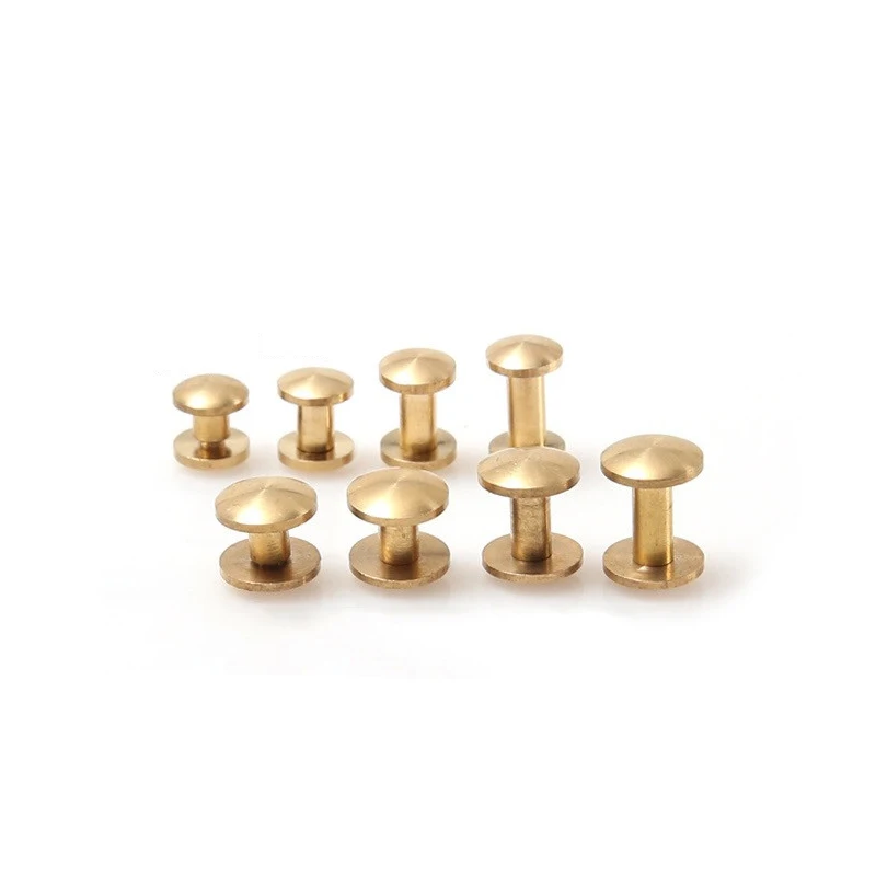 10pcs Solid Brass Binding Chicago Screws Nail Stud Rivets for Photo Album Leather Craft Studs Belt Wallet Fasteners 10mm Cap