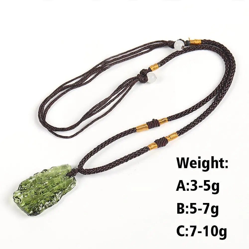 Natural Unique Crystal Quartz Necklace Impact Glass Necklace Pendant Meteorite Pendant Green Unisex Stone Moldavite X1W4