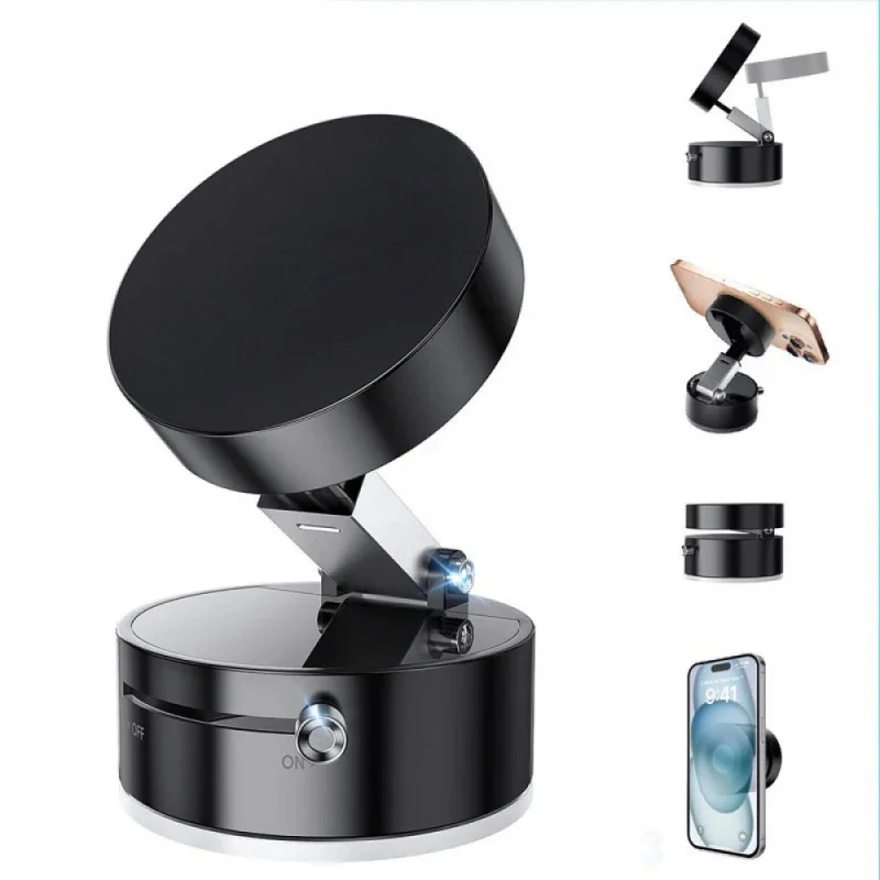 

Foldable Magnetic Vacuum Phone Holder, 360° Electric Suction Car Mount, Hands-Free Portable Phone Holder (Black)
