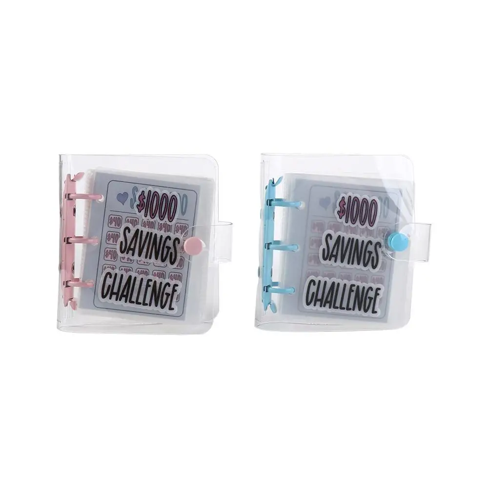 Waterproof $1000 Money Savings Challenge Binder Button Closure PVC Mini Budget Binder Notebook Clear Portable