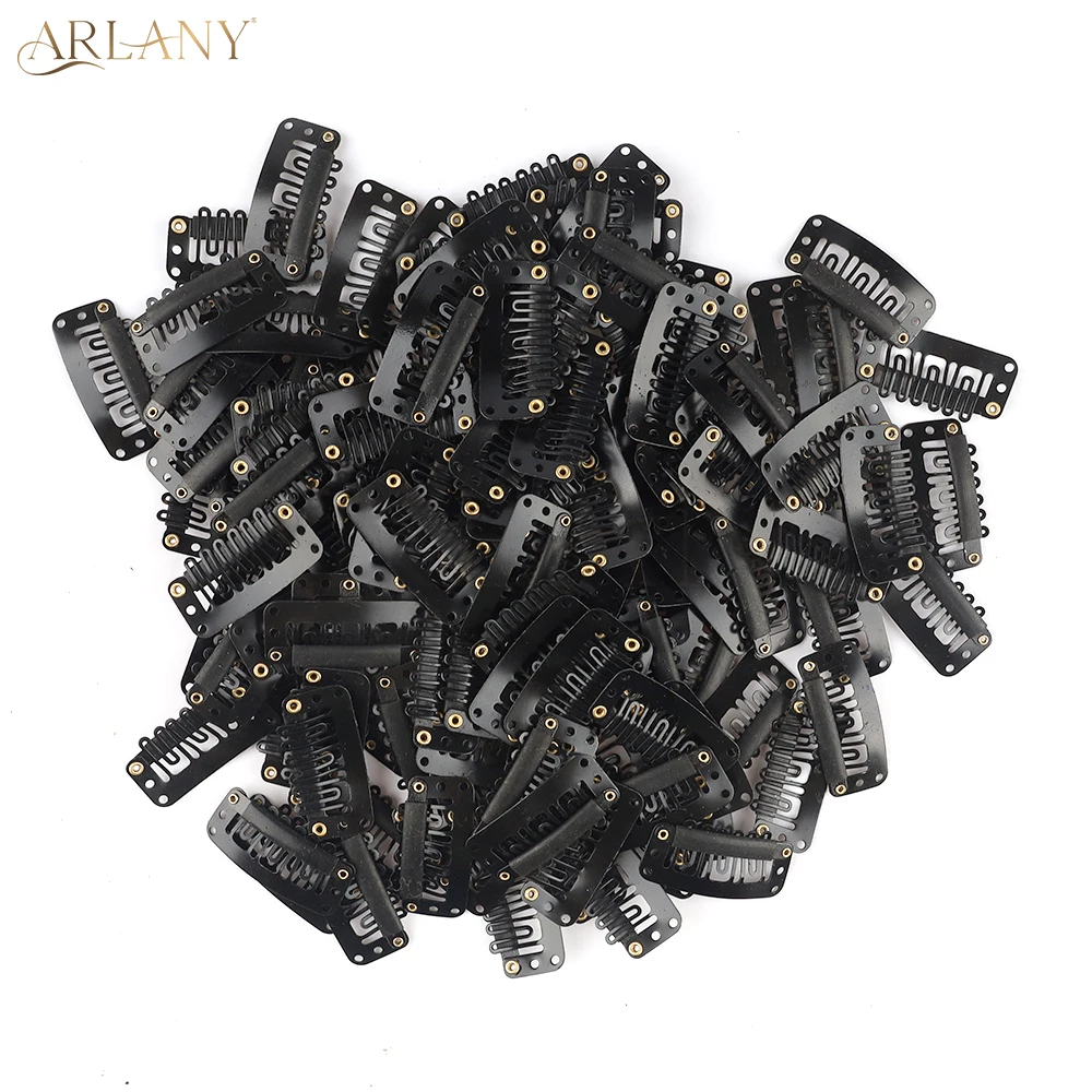 

ARLANY 100PCS 6-Teeth U-Shape Snap Clips for Clip In Hair Extensions Wig Clips for DIY Hairpieces Feather Extensions
