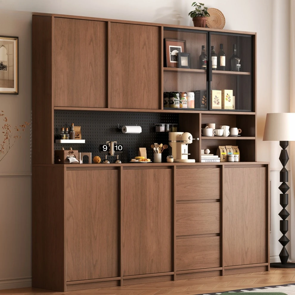 

Dining Side Cabinet Retro Style, Wall Mounted Sideboard Cabinet, Kitchen Living Room Coffee Wine Storage