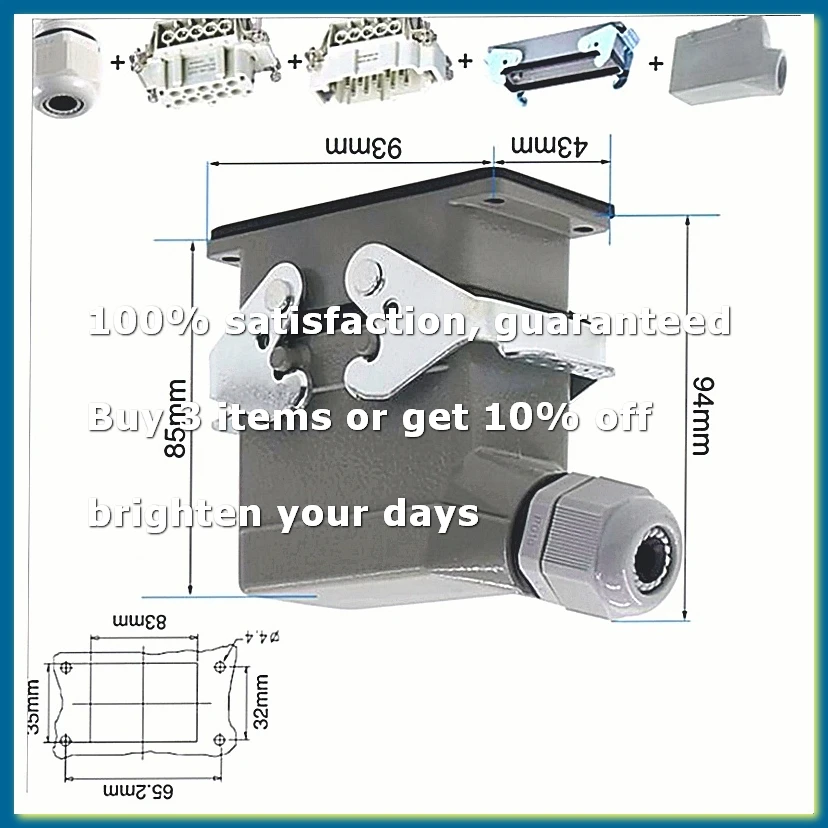 Rectangular Heavy Duty Connectors HDC HE 10 Core Pin 16A 500V Waterproof Aviation Plug Side Line Connector,HDC-HE-010