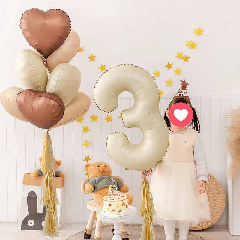 

0-9 Years Old Balloons Cream Number Birthday Balloons 40inch Foil Balloons for Birthday Party Wedding DIY Anniversary Decoration