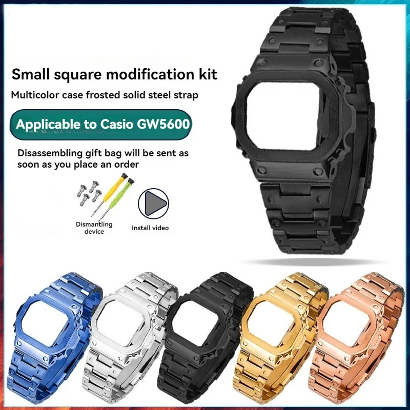 Für G-SHOCK Casio Modifiziertes Metall Uhrengehäuse und Armband DW5600 DW-5600 GW-B5600 GW-M5610 Herren Edelstahl Armband Shell Case