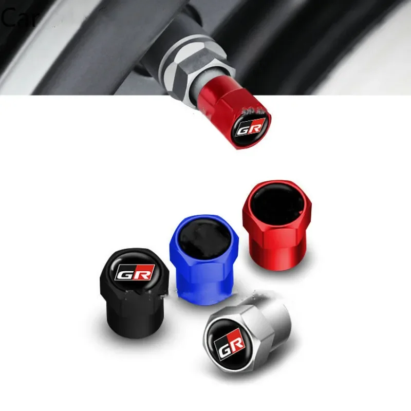 4Pcs Car Wheel Tire Valve Caps Air Stem For Toyota GR Sport Gazoo Racing Yaris 86 Corolla Hilux Supra C-HR Tyre Plug Accessories