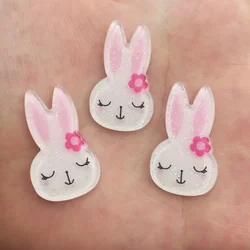 Cute Colorful Glitter Rabbit Flatback Acrylic sheet Miniature pattern applique 10PCS scrapbook DIY Home Decor crafts
