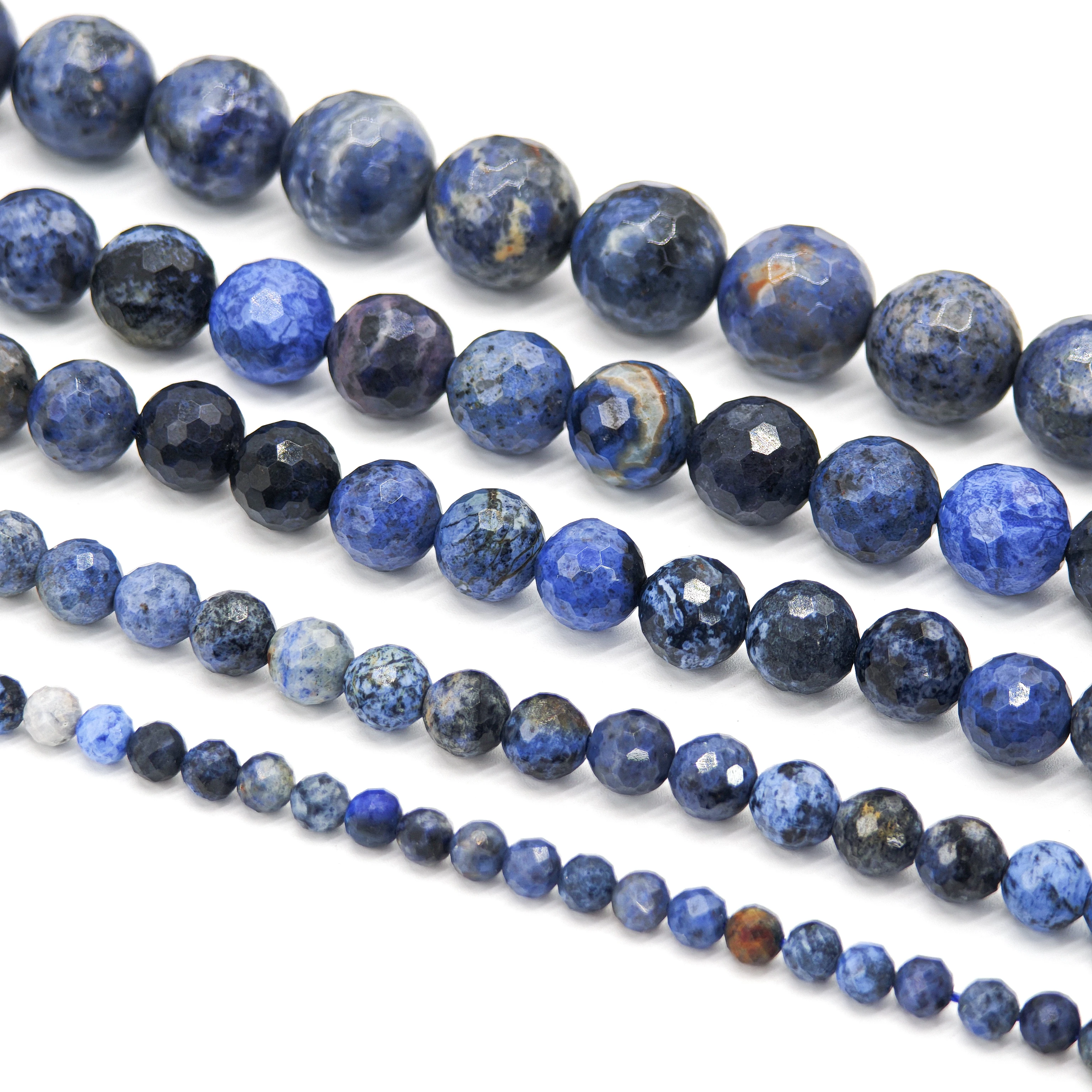 4/6/8/10mm High-Quality Dumortierite (Blue Stone), a crystal natural stone. With stylish faceted round beads for DIY jewelry. Ch