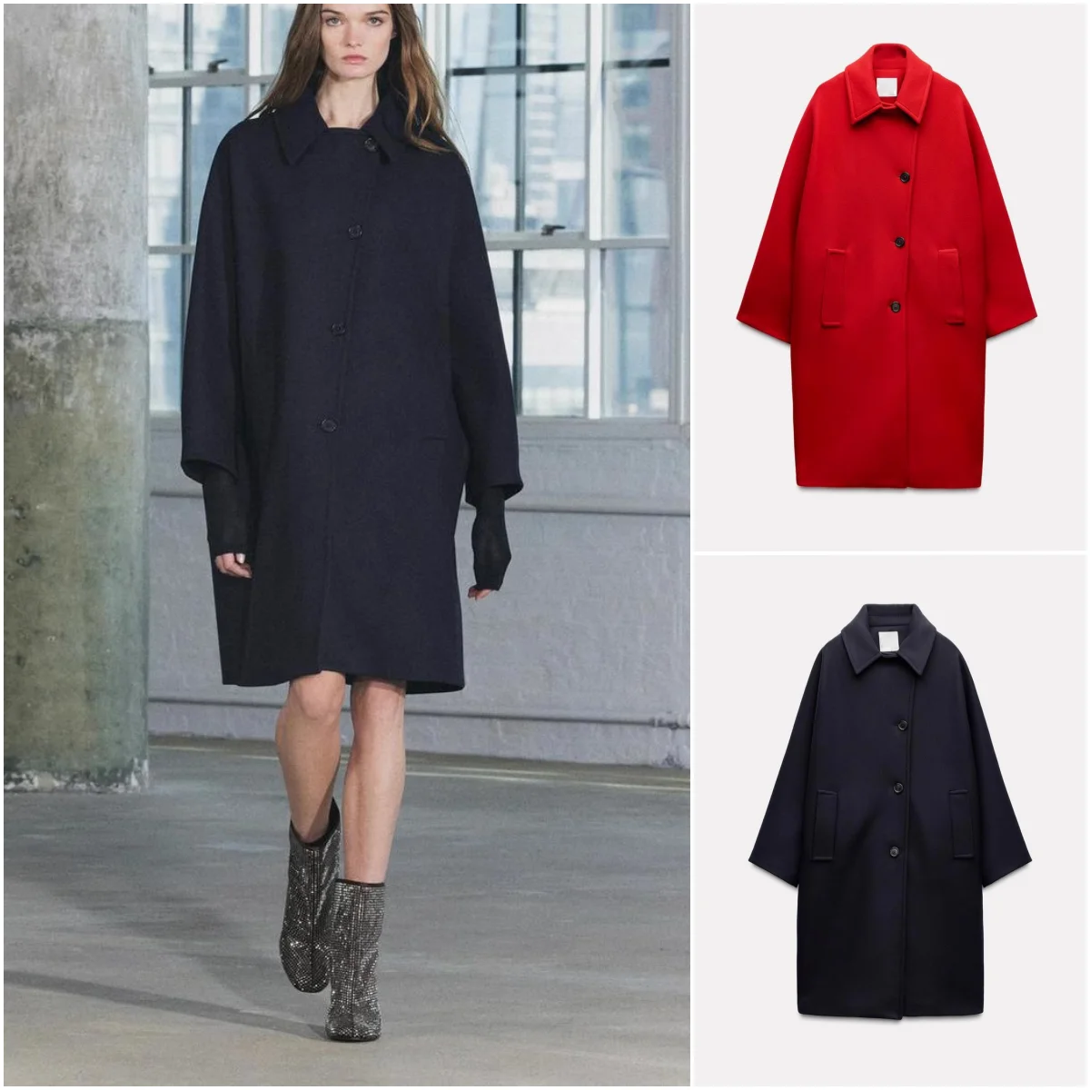 

Autumn Winter New Women's Wool Blend Long Sve Turn-down Collar Coat Medium-length Outerwear Faionable Commute Sle