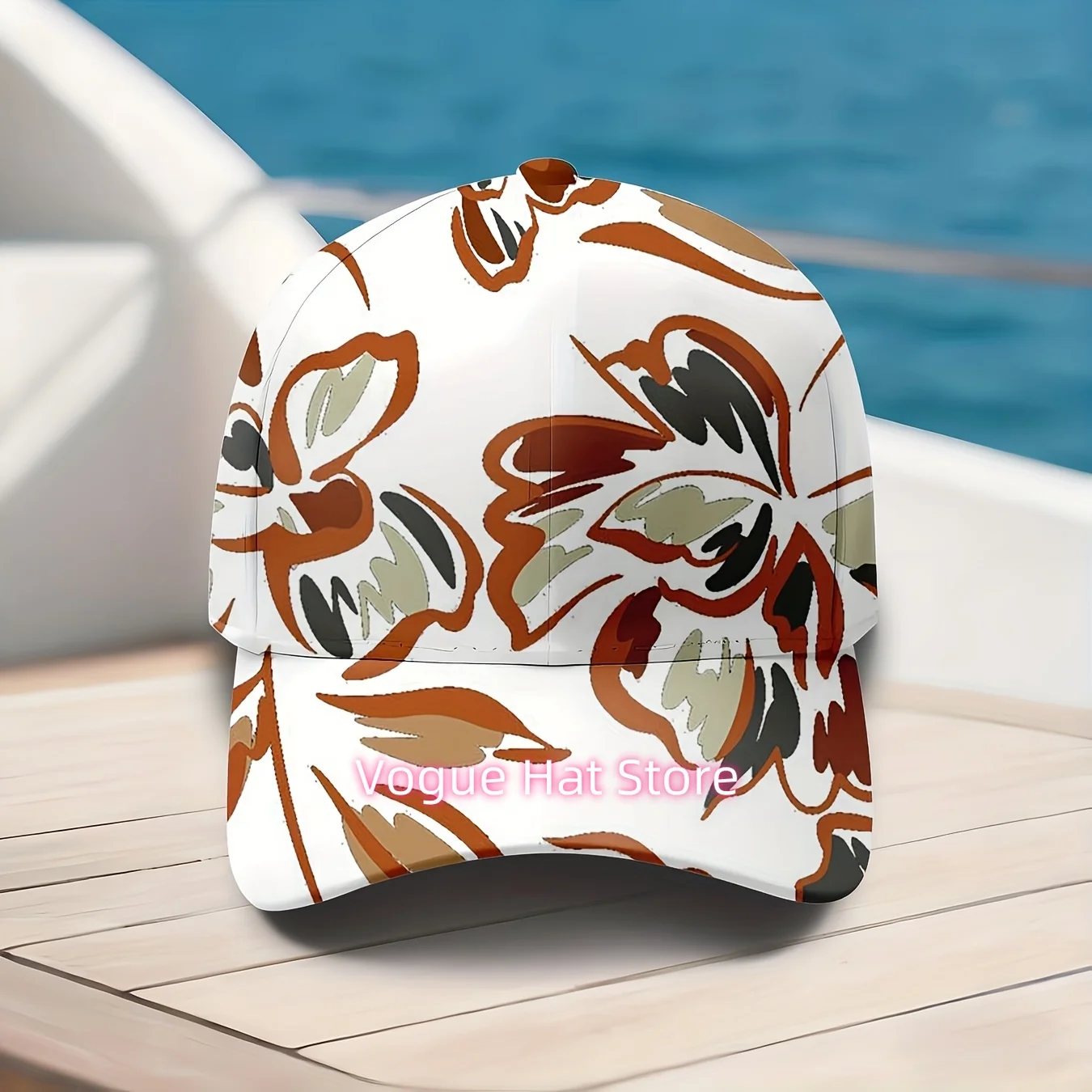 Gorra de béisbol con diseño de flores tropicales, estilo hawaiano, ajustable para hombres y mujeres, perfecta para vacaciones en la playa y verano.