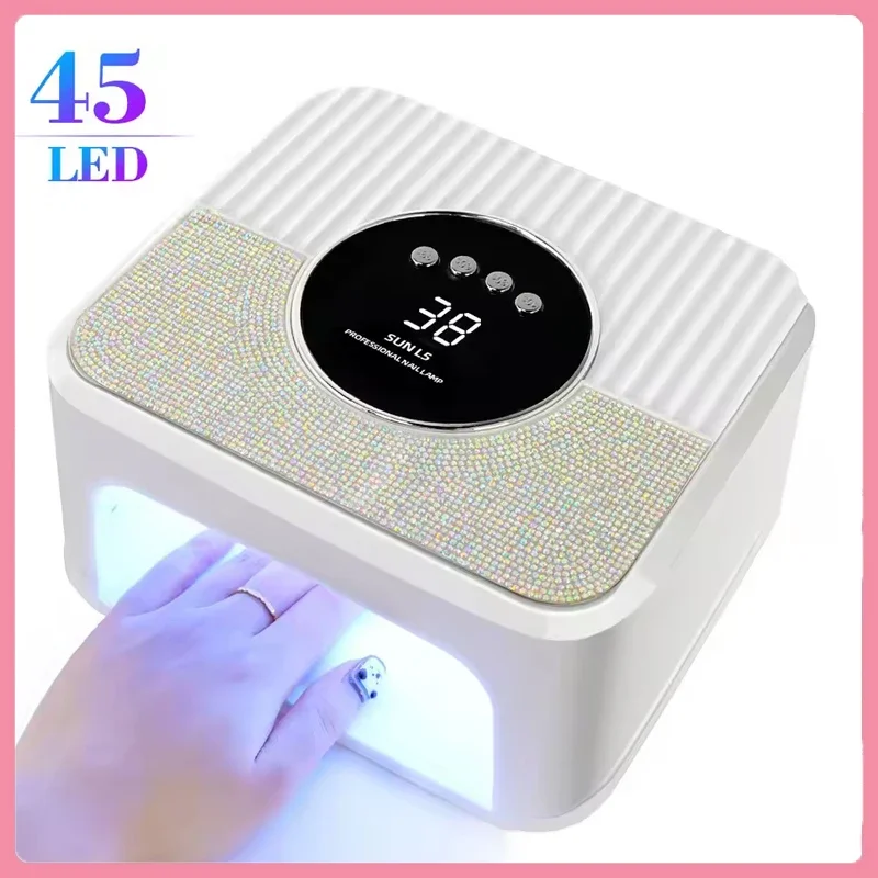 

45LED Высокомощная УФ-лампа для ногтей с ЖК-дисплеем, умным экраном, сушилка для ногтей, лампа для сушки геля, съемная основа, инструмент для педикюра для домашнего использования