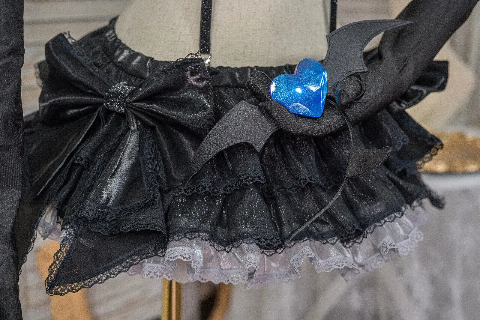 Choco Yuume Yukimura Chieri Cosplay Costume Custom Little Devil Lolita Outfit for Women Anime Illustration Black Lace Set - view 3