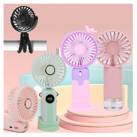 Rujade Portable Handheld Fan,Eyelash Extensions Mute Cooler Handheld Fan,Handheld Mini Fan USB Rechargeable LED Display Desk Fan