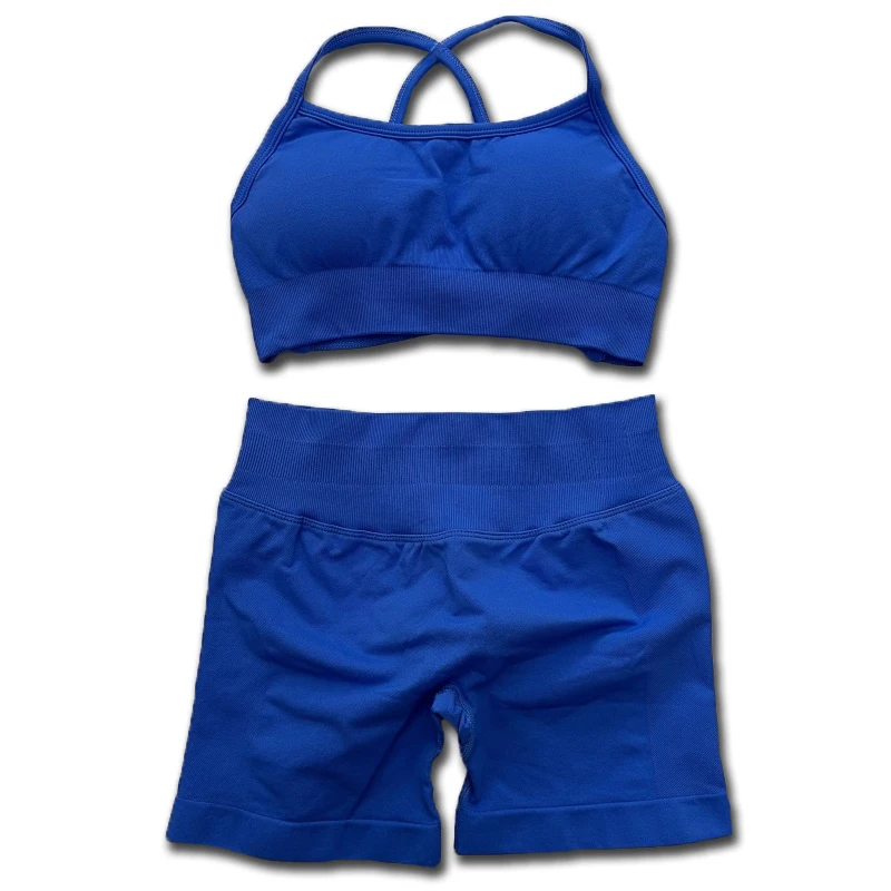 2 قطعة تأثير اليوغا الرياضة الصدرية الرياضة مجموعة المرأة سلس مثير عارية الذراعين الرسن الأعلى رياضة السراويل اللياقة البدنية الرياضة الأرداف رفع بنطلون #5