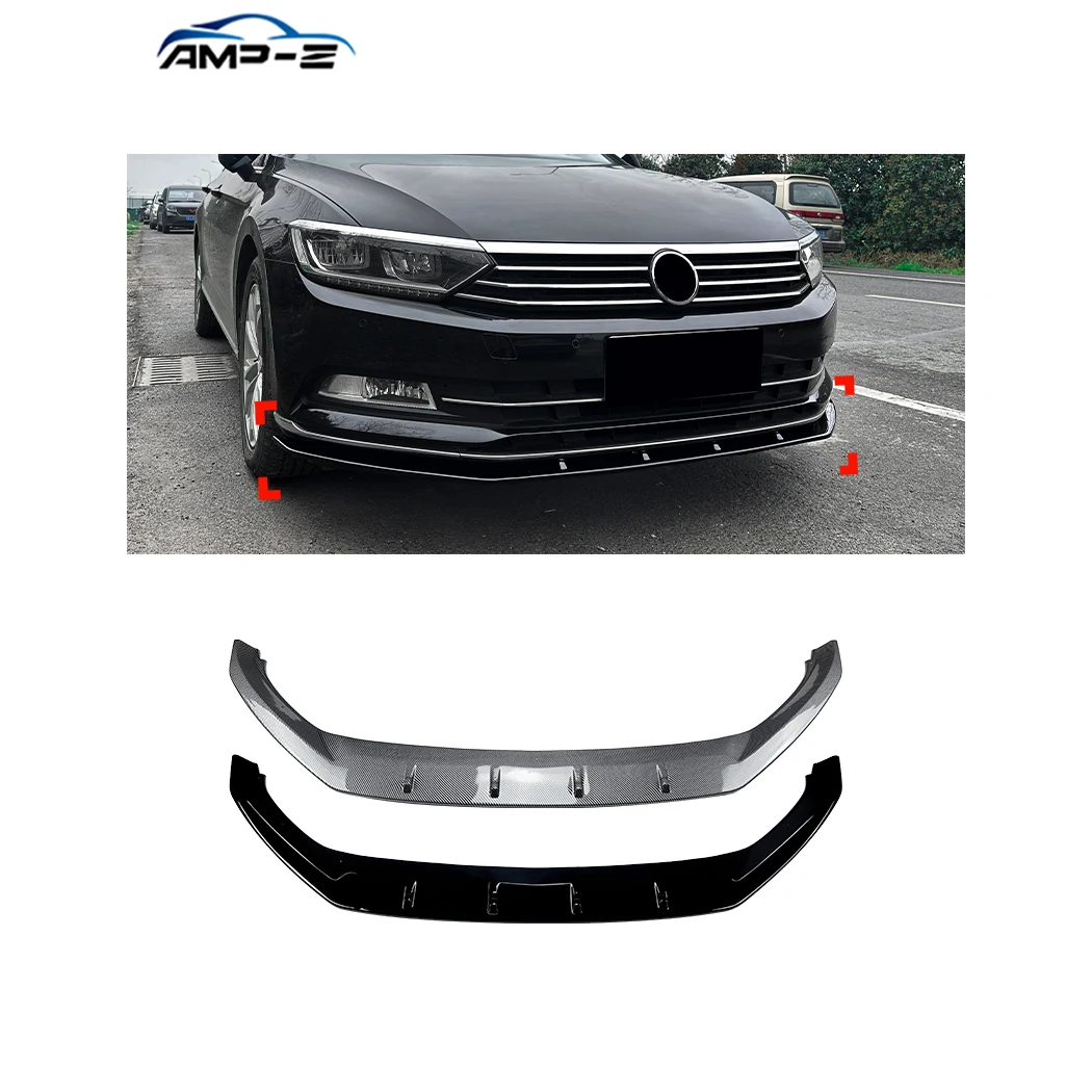 

AMP-Z B8 Gloss Black Plastic Material Front Bumper Lip Splitters for VW Passat B8 16-19 Car Accessories