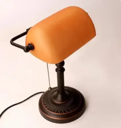 Retro classica table lamp orange frosted glass shade bank lamp living room bedroom bedside study hotel desk lamp