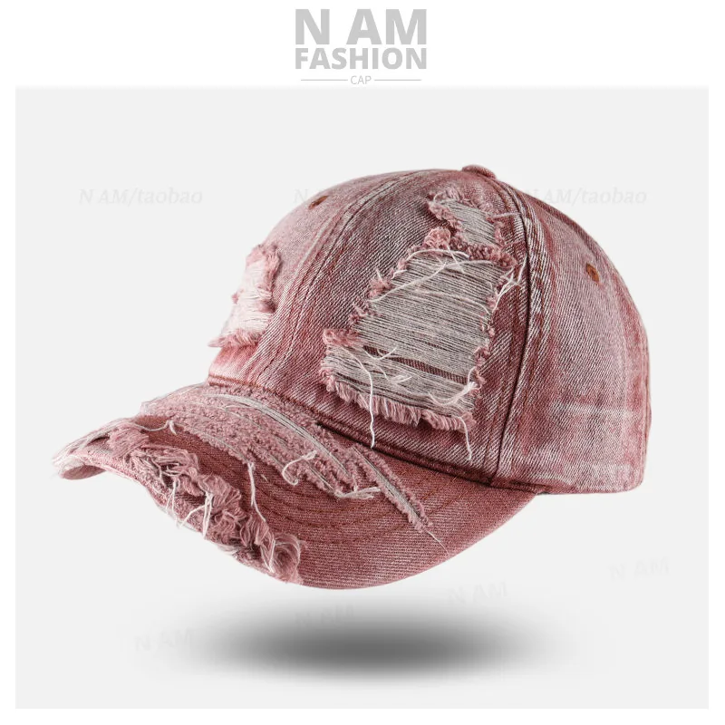 

Retro distressed ripped men's and women's denim baseball caps, fashionable personality, casual and versatile caps