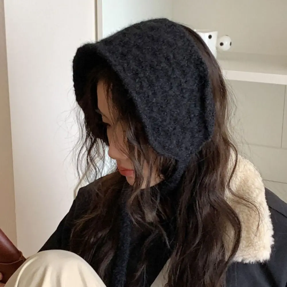 Trendy Thickening Wool Strappy Ear Muff Solid Color Keep Warm Knitted Earmuffs Windproof Handmade Earlap Warmer Girls