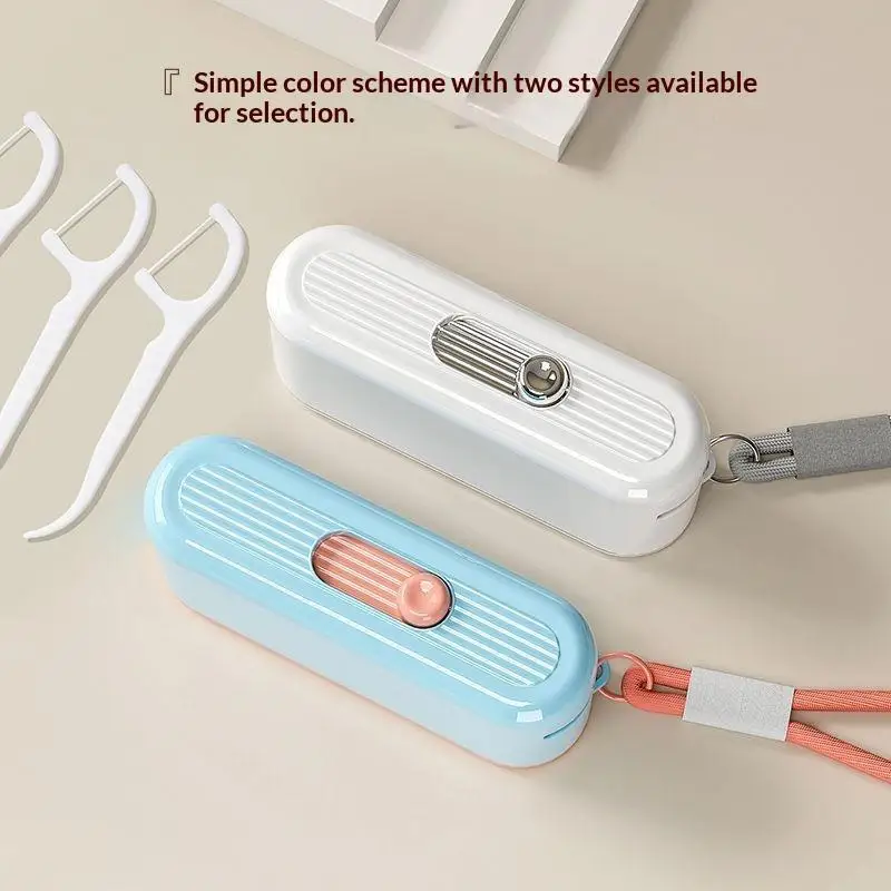 Portable Automatic Dental Floss Pick Storage Box Floss Container With Lanyard For Travel Home Outdoor Daily Oral Care