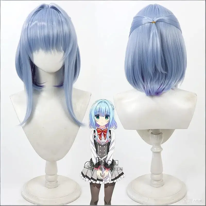 ハミダシ-クリエイティブ-ニシキ-アスミ-コスプレウィッグ-ライトブルー-ショートボブ-パープルインナーレイヤー付き-シミュレーション頭皮-アニメゲームヘア