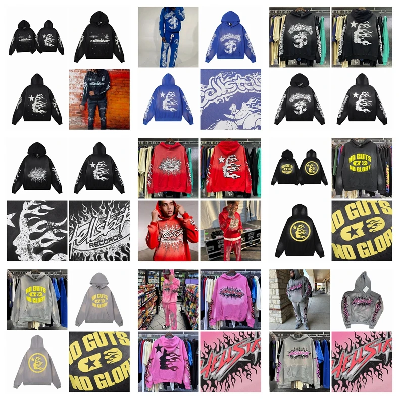 

Винтажная толстовка HEII Hell Star с эффектом потертости, американская, унисекс, на флисовой подкладке, повседневная, молодежная, осенняя одежда