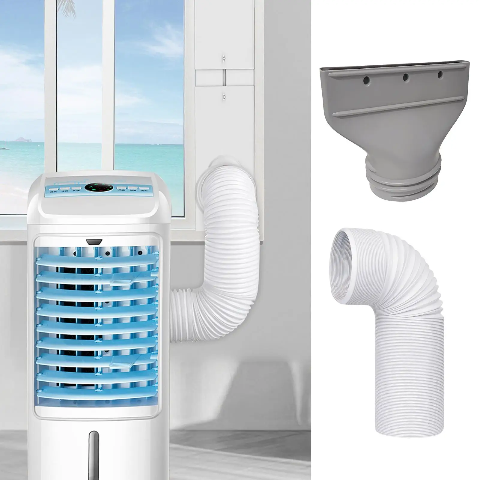 

Portable Air Conditioner Exhaust Hose Coupler Air Conditioner Hose Connector Fit 5.1in 5.9in Diameter Pipe Joint for Living Room