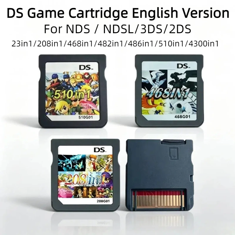 NDS Video Game Cartridge DS 208in1/468in1/482in1/4300in1/500in1/5000in1/23in1 New Version English Game Card for DS