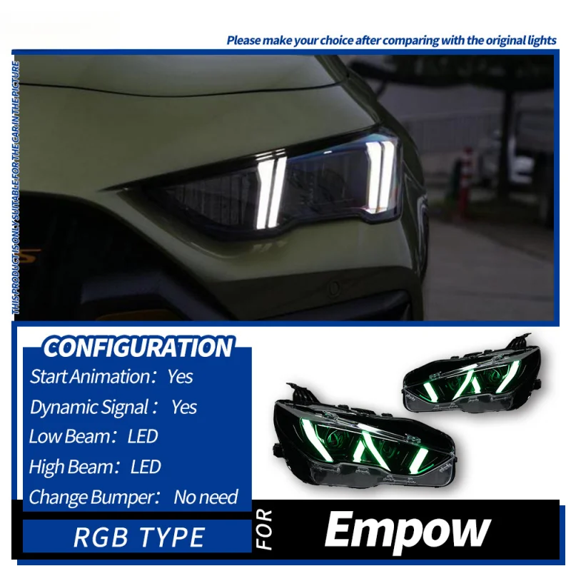 Suitable for 21-24 Trumpchi Shadow Leopard Headlight Assembly Lamborghini Style RGB Colorful Daytime Running Light Flowing Turn