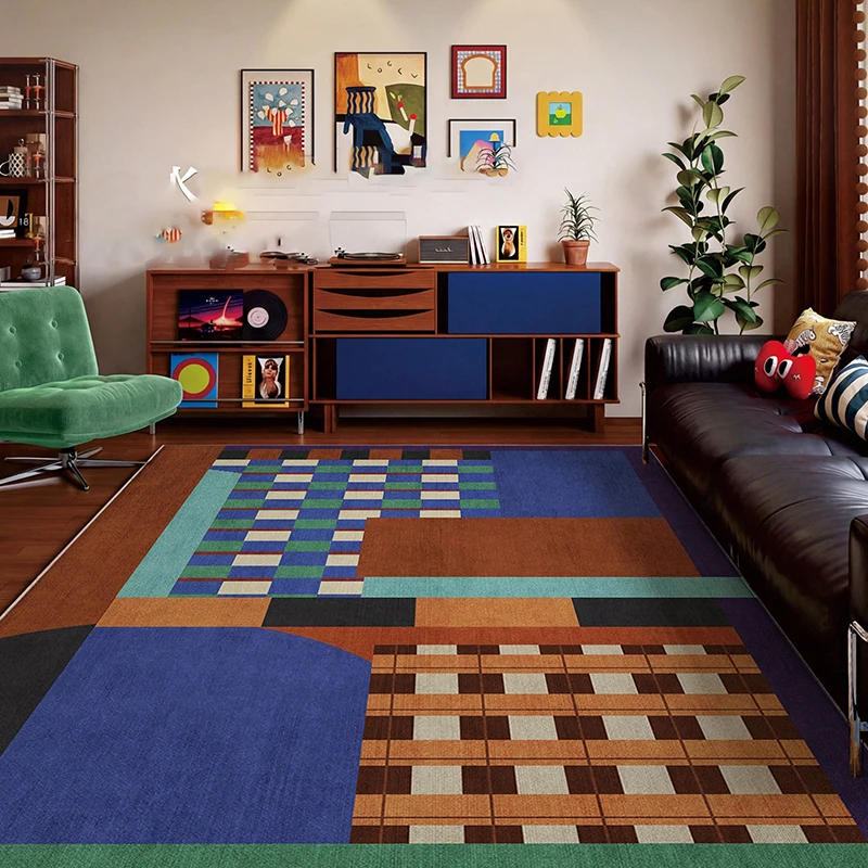 

Modern Living Room Carpet Geometric Patterns Dopamine Design Creative Bedroom Rug Home Decoration Recreational Area Mat 러그 Tapis
