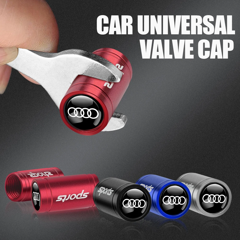 4 Peças de Tampas de Válvula de Pneu de Alumínio para Carro, Acessórios de Cobertura de Válvula de Ar para Audi RS SLine S TT A3 A4 B8 8P S3 S4 S5 S6 SQ3 SQ5