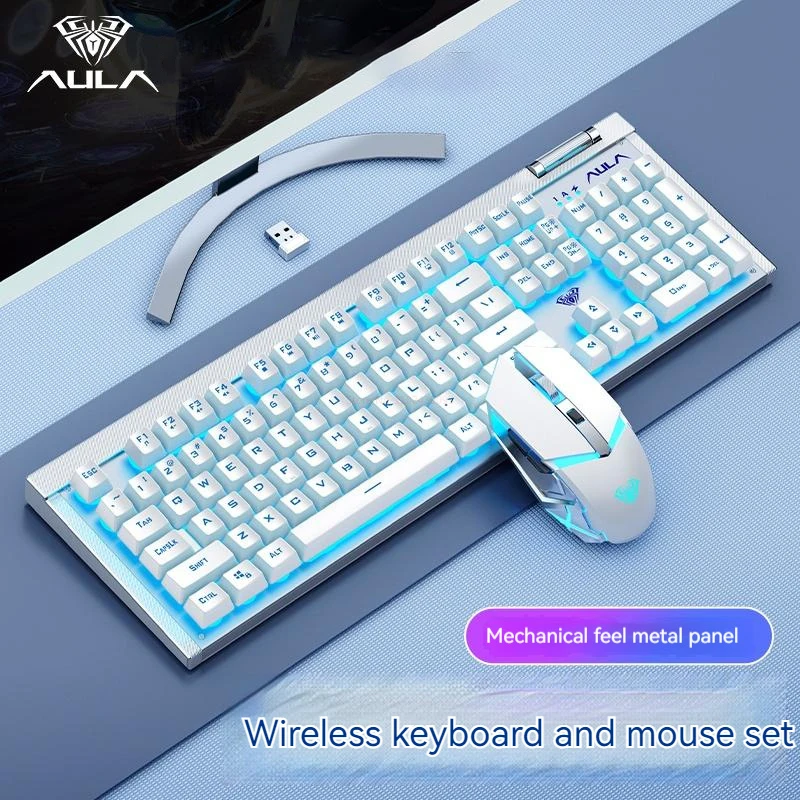 

2023 New Aula/ Wireless Silent Keyboard And Mouse Set Rechargeable Office Laptop Lightweight Portable Diy Tabletop Game Gift