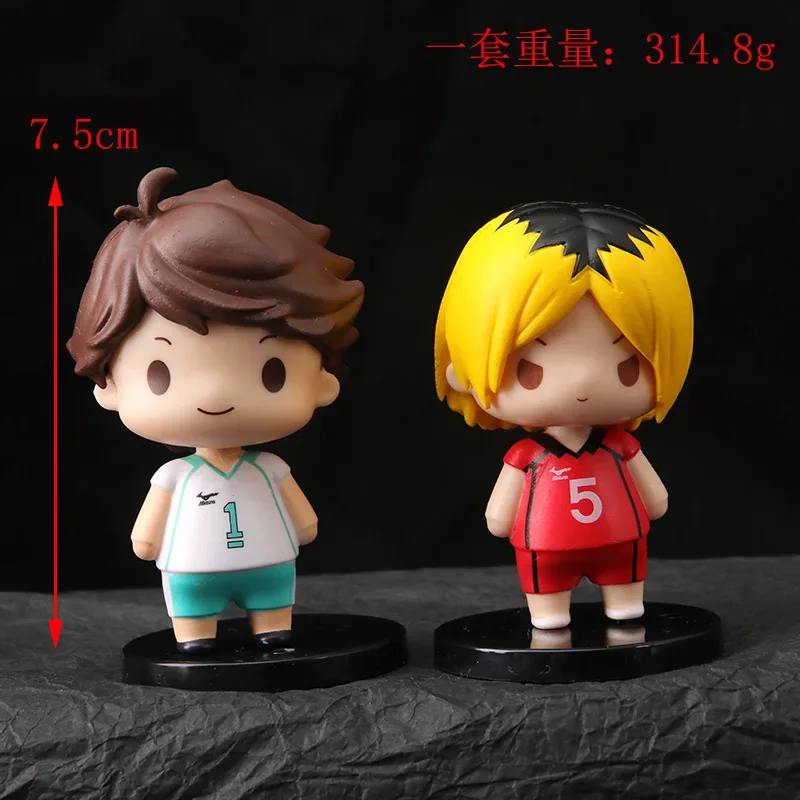 8pcs/Set Haikyuus Action Figure Toys Q version Kenma Kozume Shoyo Hinata Kotaru Bokuto Yu Nishinoya Volleyball Model Dolls