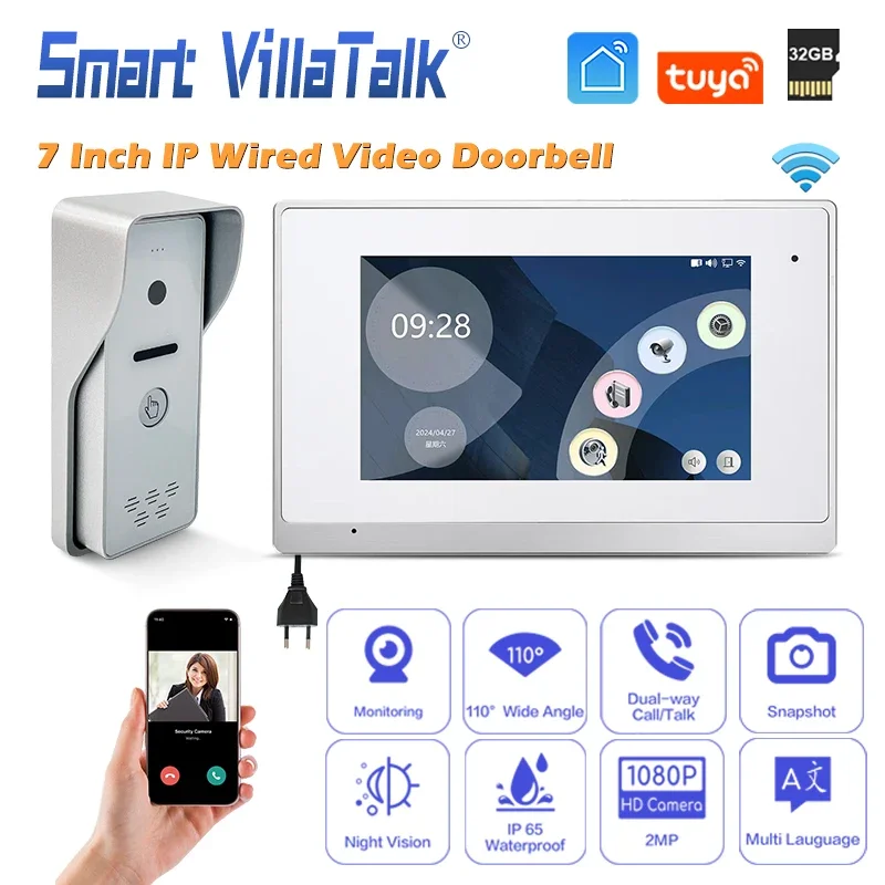 

Limited-Time Promotion HD1080p villa ip video waterproof IP65 7inch LCD 1024*600 piexl intercom with door release doorbell home