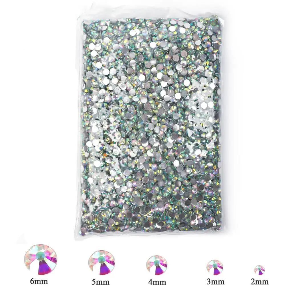 Flatback стразы AB Silver bottom  Resin Non hotfix Rhinestones in Bulk Package Plastic Nail Art Strass