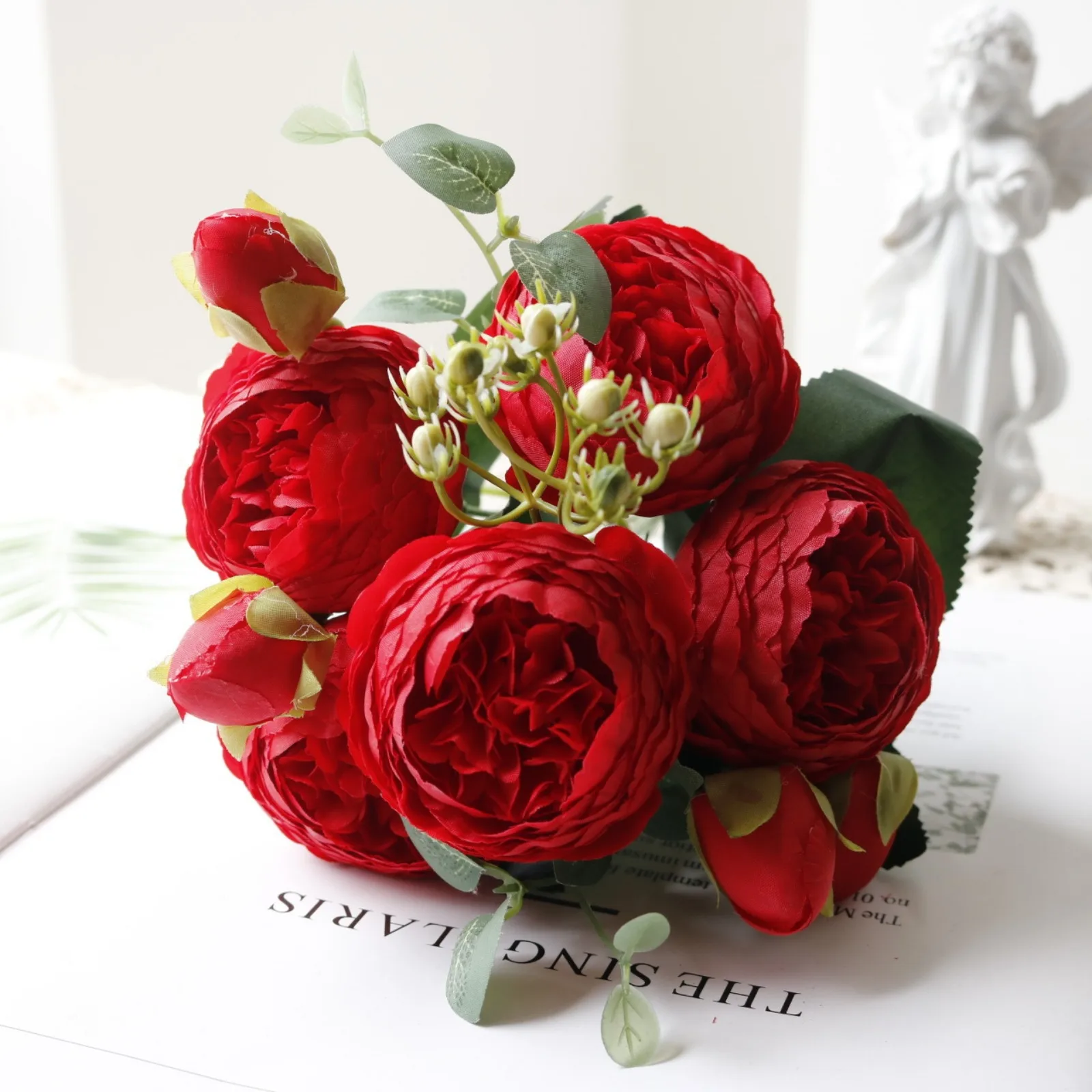 

Charming 5-Head Faux Peony & Persian Rose Bundle - Korean Inspired Flower Bouquet for Home Decor &Wedding -Lifelike Artificial !