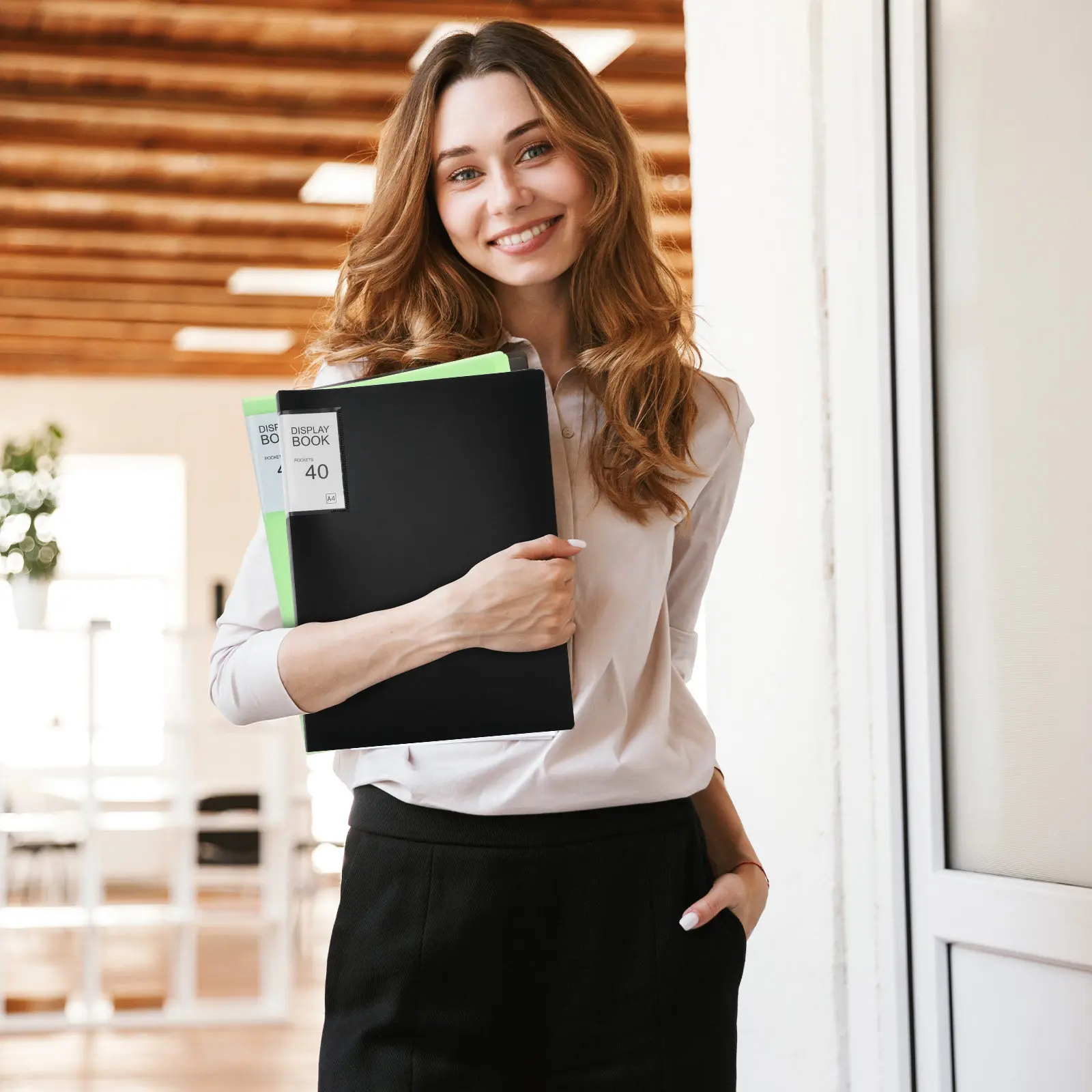 

5Pcs A4 Presentation Folder Plastic Document Holder with Clear Sleeves Sticker Labels Portable Portfolio Book for Artwork