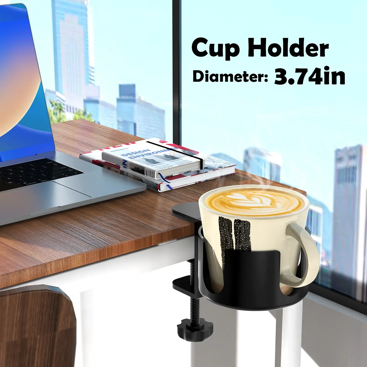 Desk Cup stand, universal adjustable upgrade arm clamp stand, coffee mug, water bottle