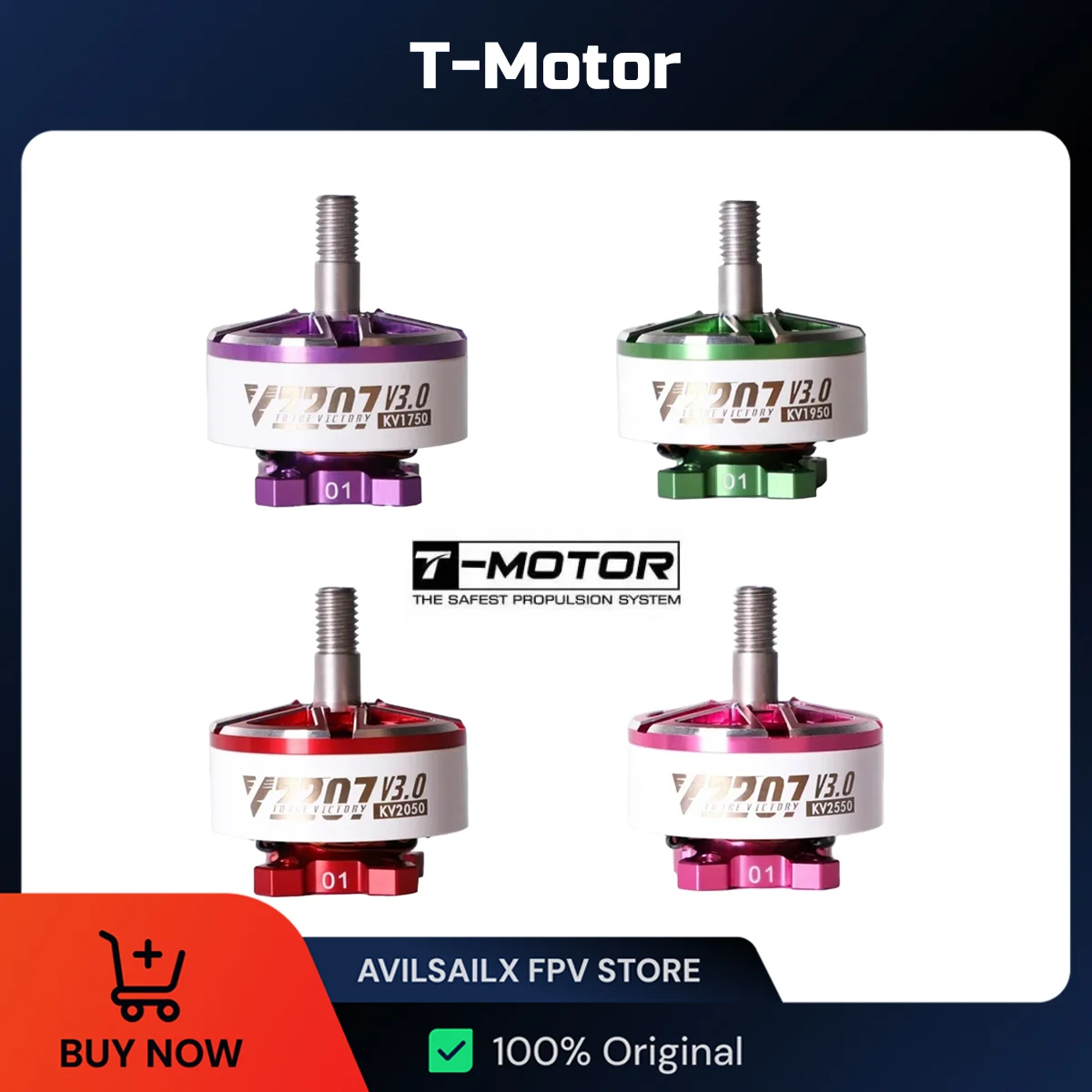 

T-Motor Velox V2207 V3.0 2550KV 2050KV 1950KV 1750KV 3S-6S FPV Motor for FPV Racing Freestyle 5inch Drones