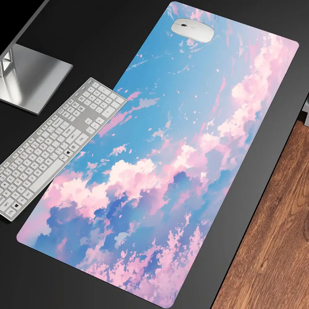 Dreamy Blue Sky Pink Clouds Mousepad Pc Accessories Desk Interior Gaming Mats Playmat Carpet Mouse Mat Desk Pad Office Decor