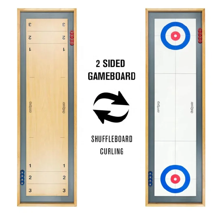 De madeira Tabletop Shuffle Board Game, Shuffleboard e Curling, 2 em 1, clássico