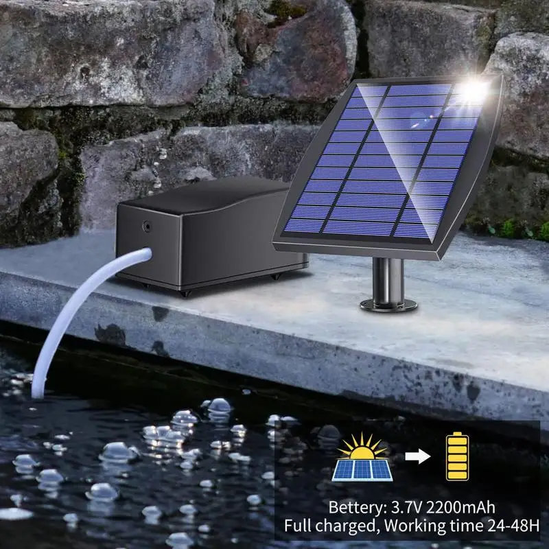 Solar Powered Aquarium Air Pump High Power Fish Tank Air Bubbler Household Multiple Mode Air Compressor Oxygenator For Fish Farm