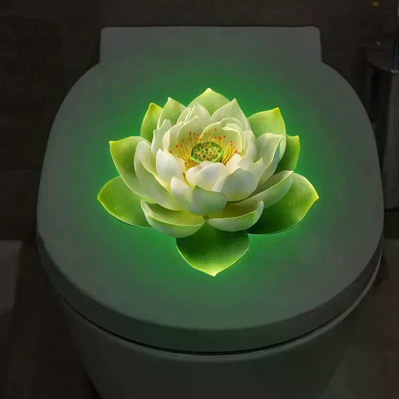 

Glow-In-The-Dark Lotus Toilet Stickers Removable Self-Adhesive Bathroom Decor Decals Wall Sticker Home Decor Toilet Seat Sticker