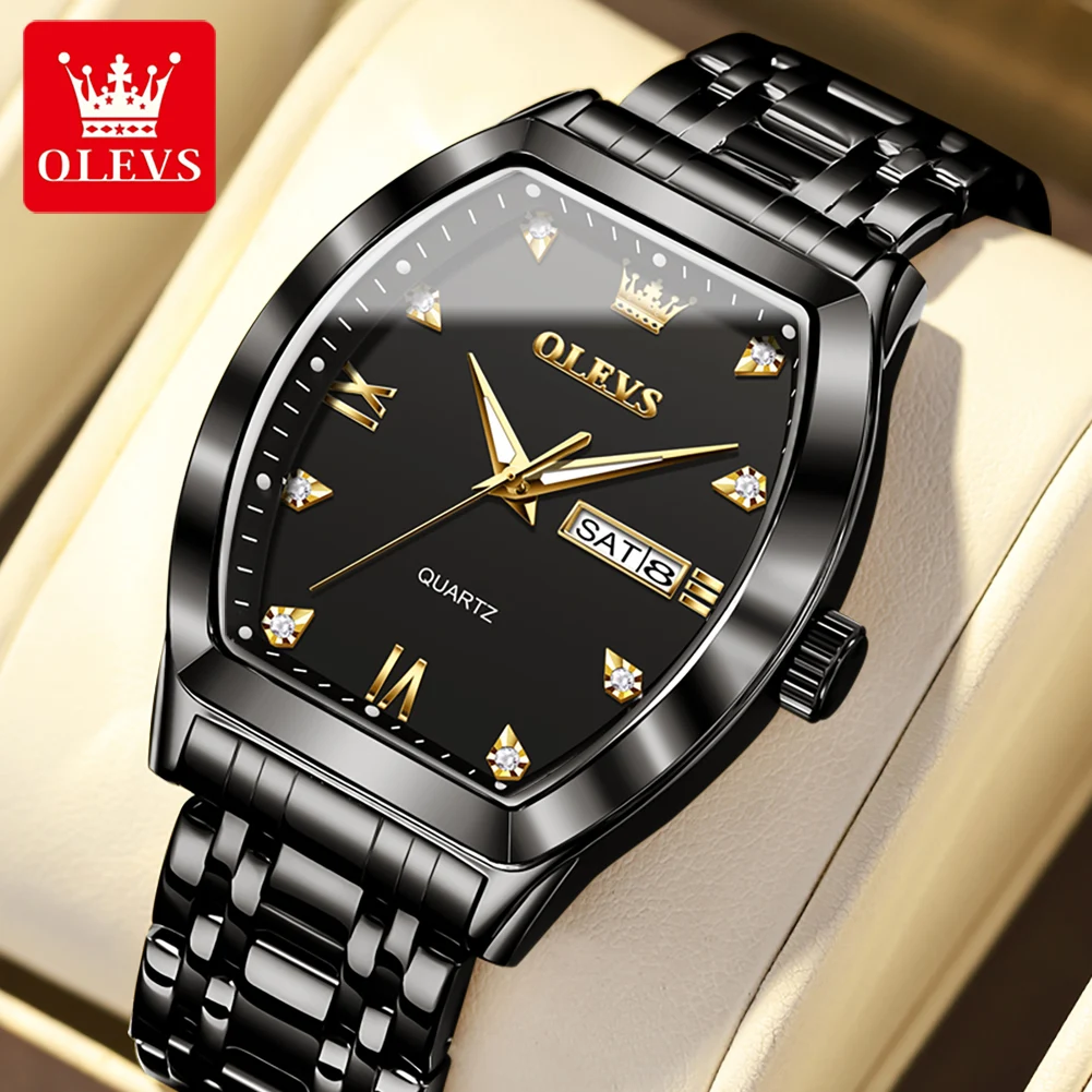 Olevs neue Herren uhren Quarz Luxus Gold Uhr Klassiker Persenning Zifferblatt Top Marke wasserdichte leuchtende Quarzuhr für Herren 5528