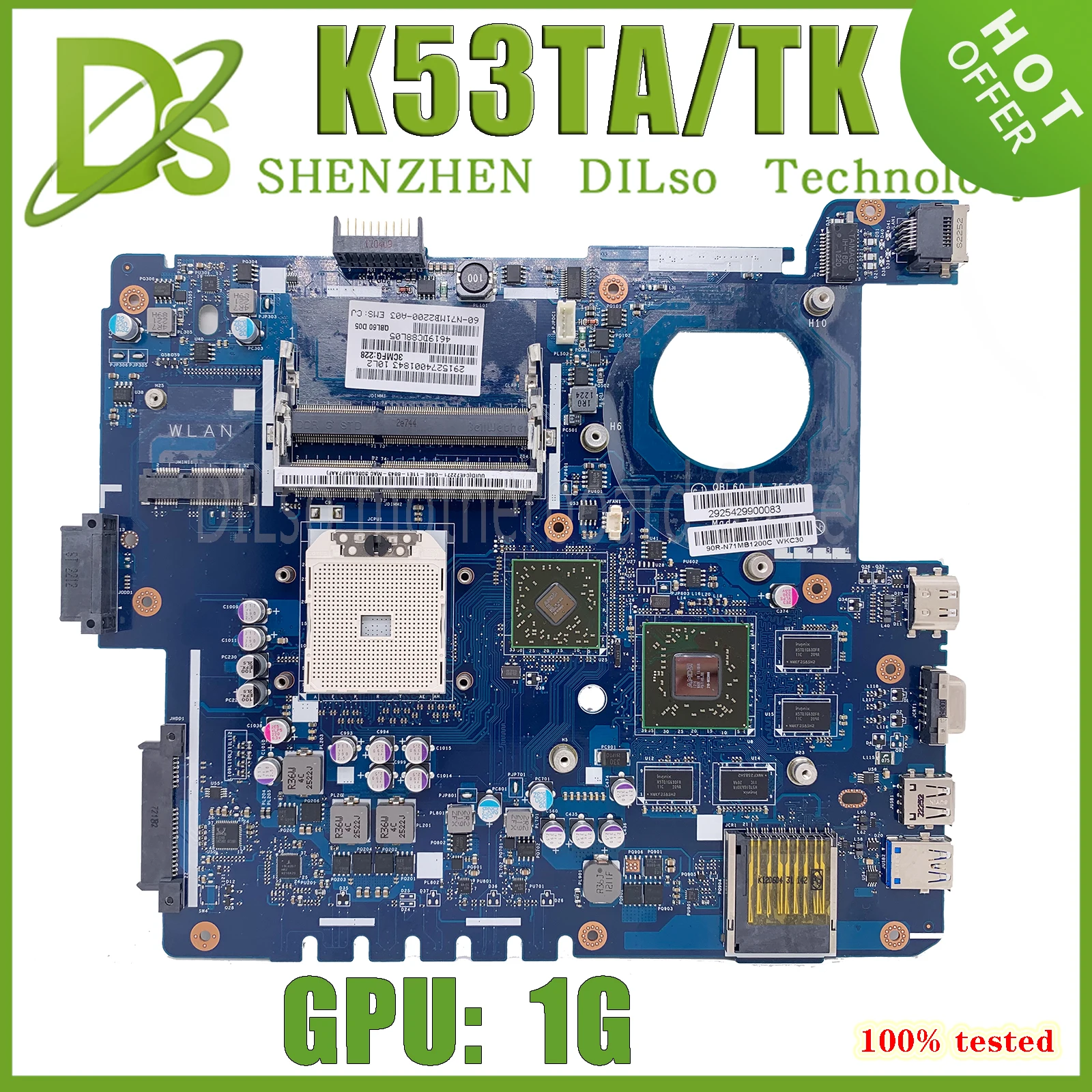 

KEFU K53TK Motherboard For ASUS QBL60 LA-7552P K53TA K53T X53T Notebook Mainboard DDR3 100% Fully Tested OK